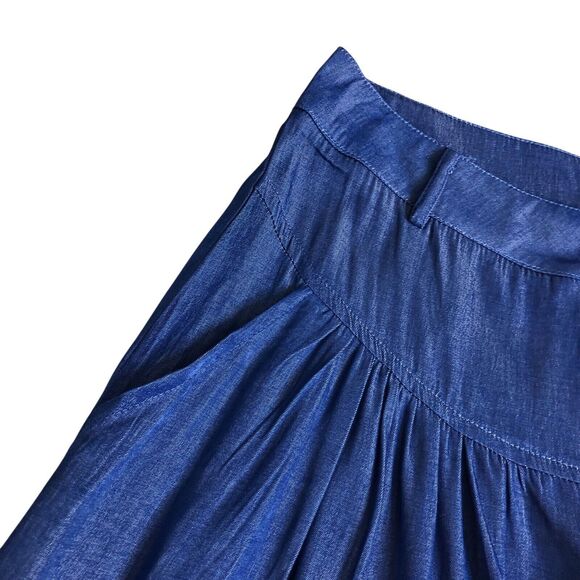 Ursime Pants Womens 28x30 Blue Chambray Wide Leg Palazzo Festival Boho Lagenlook - Picture 4 of 14